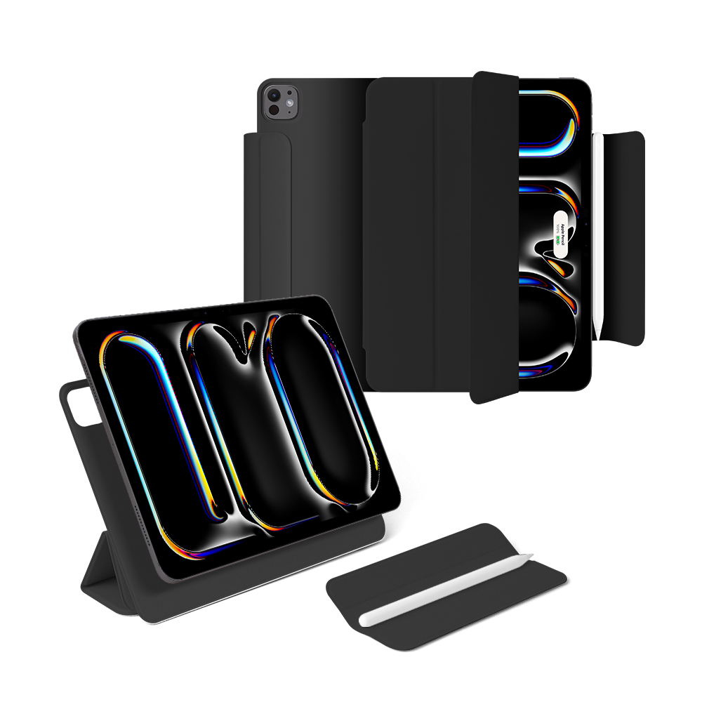 탱글우드 착 마그네틱 3단 분리형 아이패드 프로 13 M4/M5 커버 - 블랙