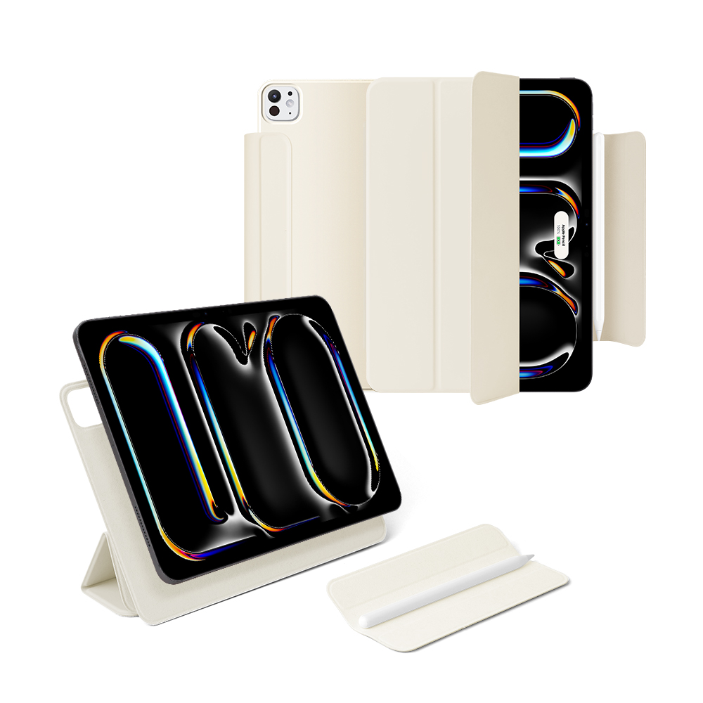 탱글우드 착 마그네틱 3단 분리형 아이패드 프로 13 M4,M5 커버 - 크림