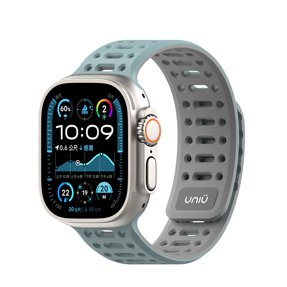 유니유 에어 스포츠 애플워치 44/45/49mm 스포츠 실리콘 스트랩 - 아이스 블루