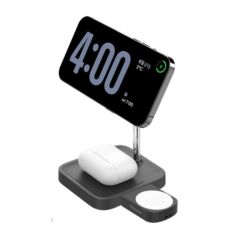 탱글우드 맥세이프 2in1+애플워치 충전기 세트- 블랙