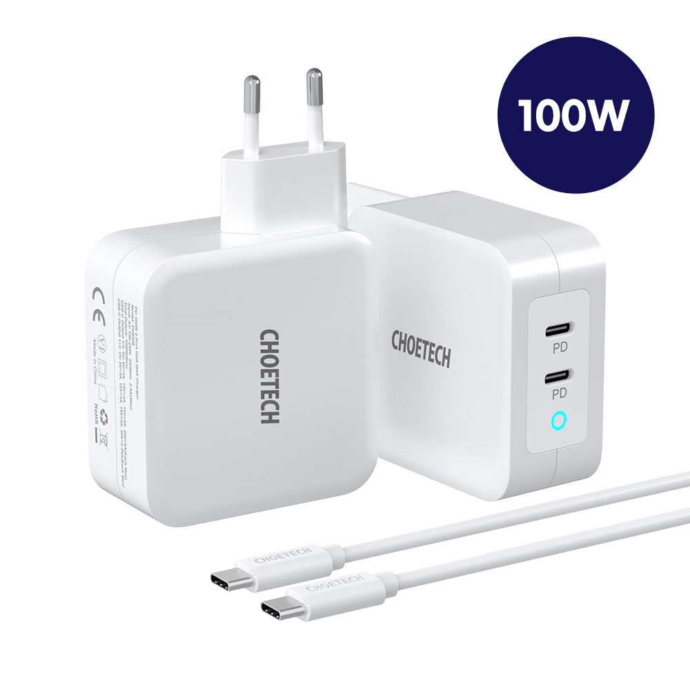 초텍 듀얼 C타입 PPS 고속 충전기(케이블 포함) PD 100W GaN PD6008