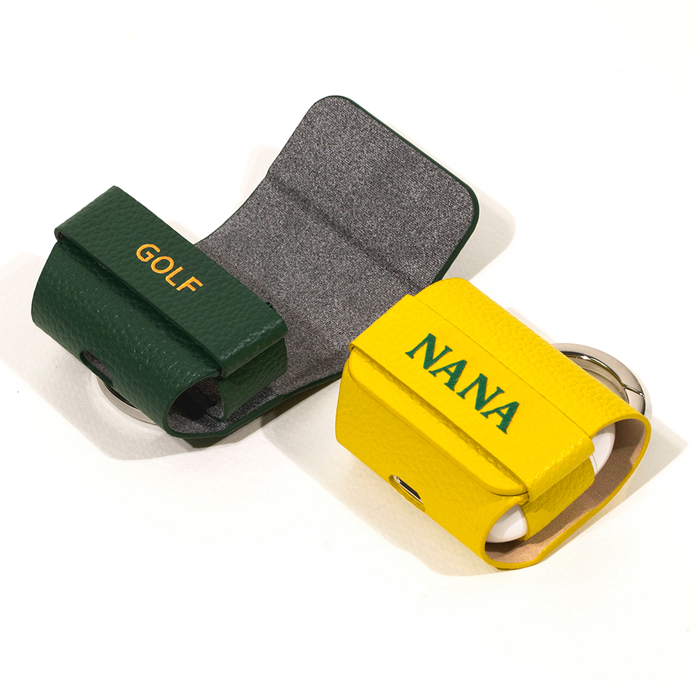 캘릭스 에어팟 1/2세대 공용 가죽 케이스 키링 천연가죽 이니셜 각인 - Frisbee